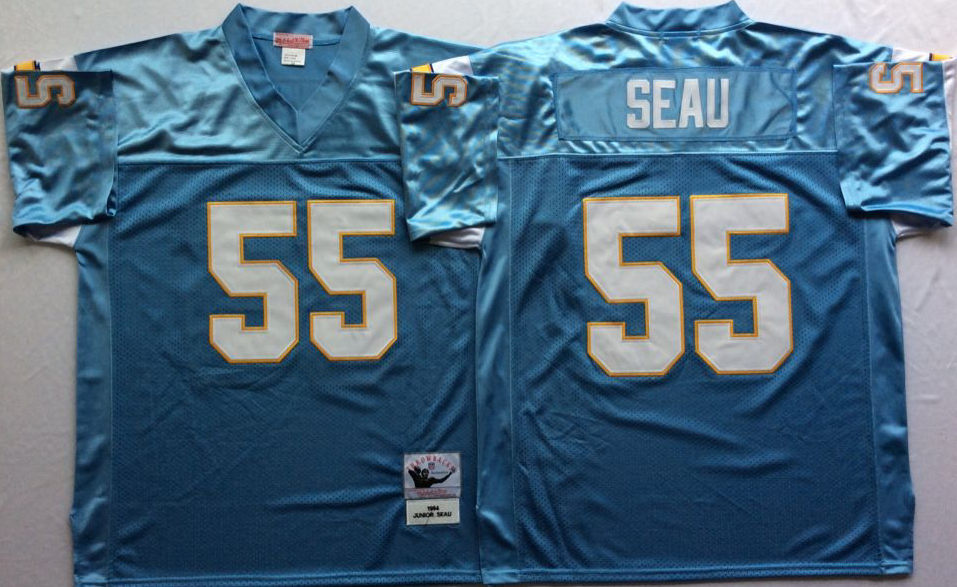 Men NFL Los Angeles Chargers 55 Seau light blue Mitchell Ness jerseys
